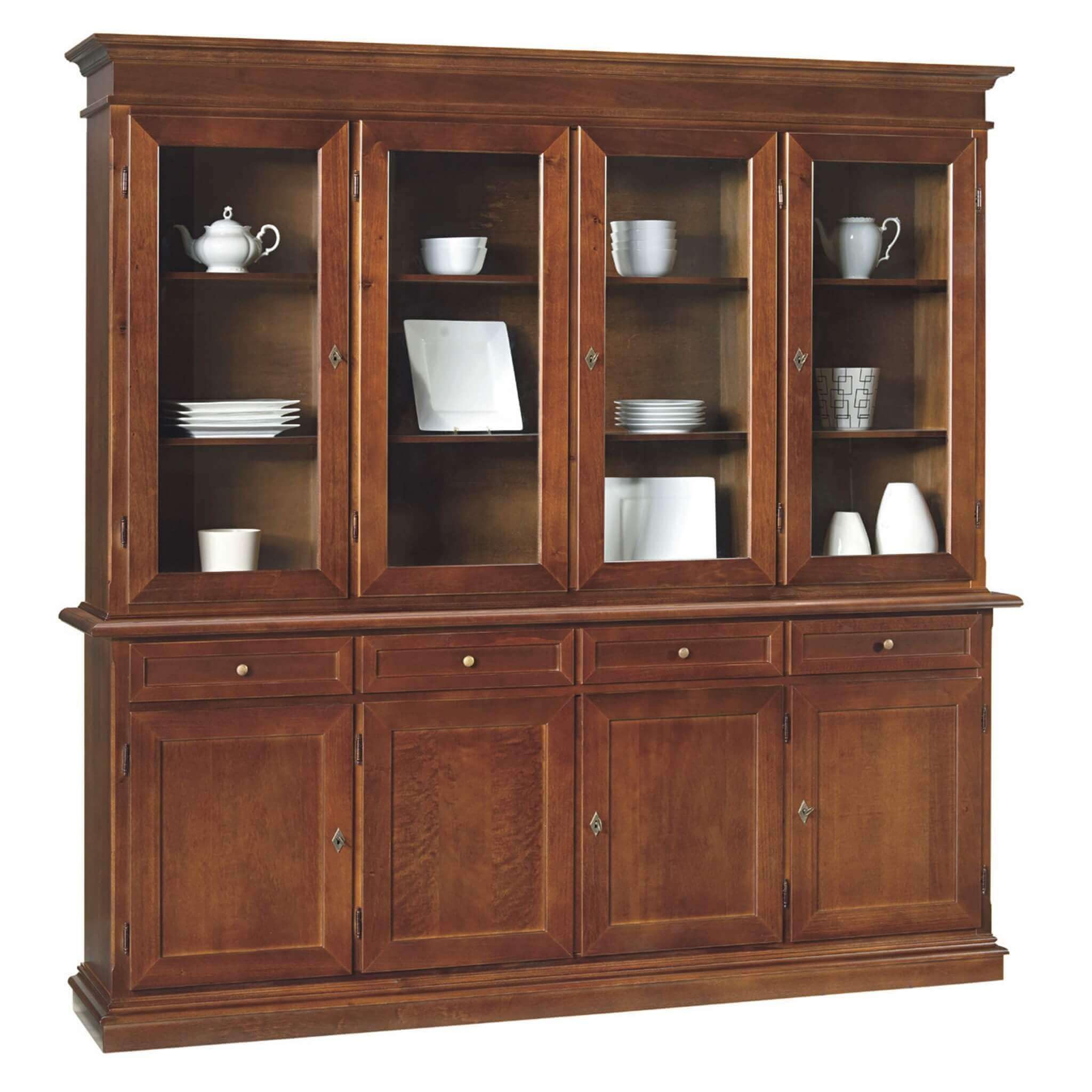 Milani Home s.r.l.s. Credenza con Vetrina in Legno Massello 205x42x205