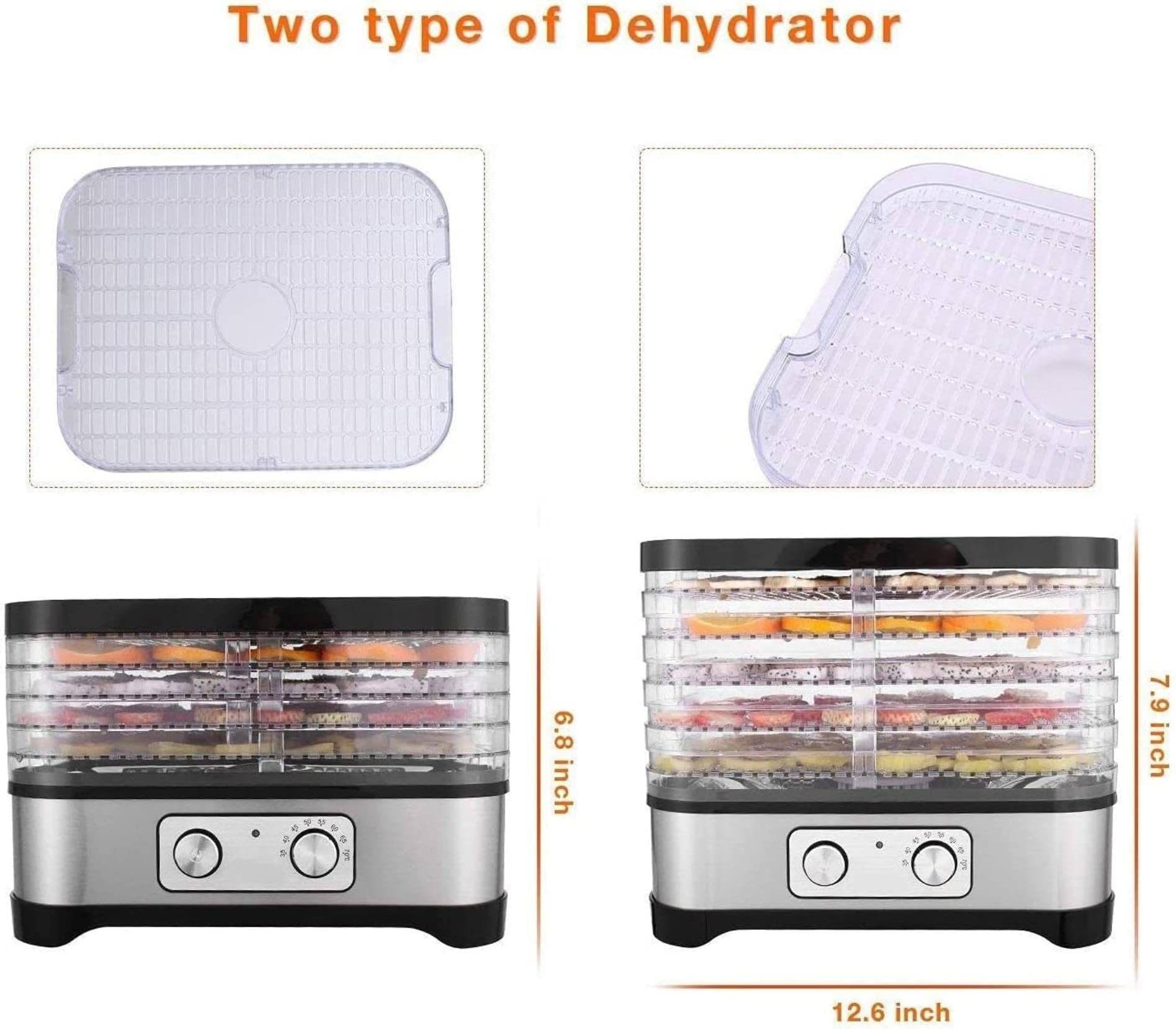 Deshidratador de Alimentos Deshidratador de Alimentos Deshidratador de Frutas de Acero Inoxidable Comercial Control de Temperatura Ajustable Profesional y 0~24 Horas