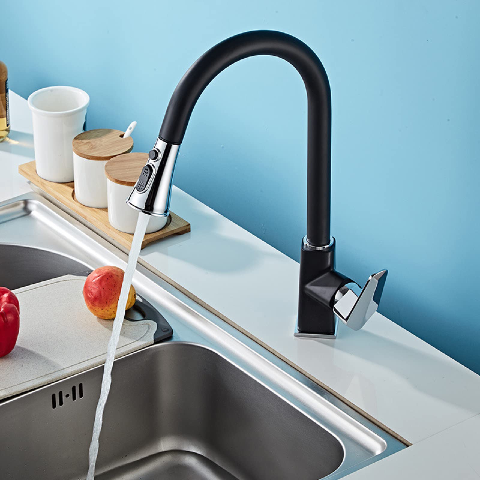 Grifos de cocina con rociador extraíble de 2 modos para evitar salpicaduras agua