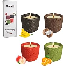 Ikeda Scented Candles for Home, 4 Pack Aromatherapy Candles Gifts for Women, Birthday Valentine Christmas Mother's Day,11.2 oz-80 Hour Colorful Ceramic Soy Candles of Bergamot,Coconut,Peach,Orange