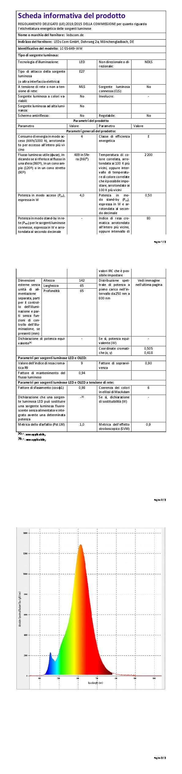 ledscom.de Kabel konopny LEKA, wtyczka, przełącznik, 8 m, gniazdo lampy, w tym 3x żarówki LED E27, ST64 (4 W, 489 lm, bardzo ciepła biel)