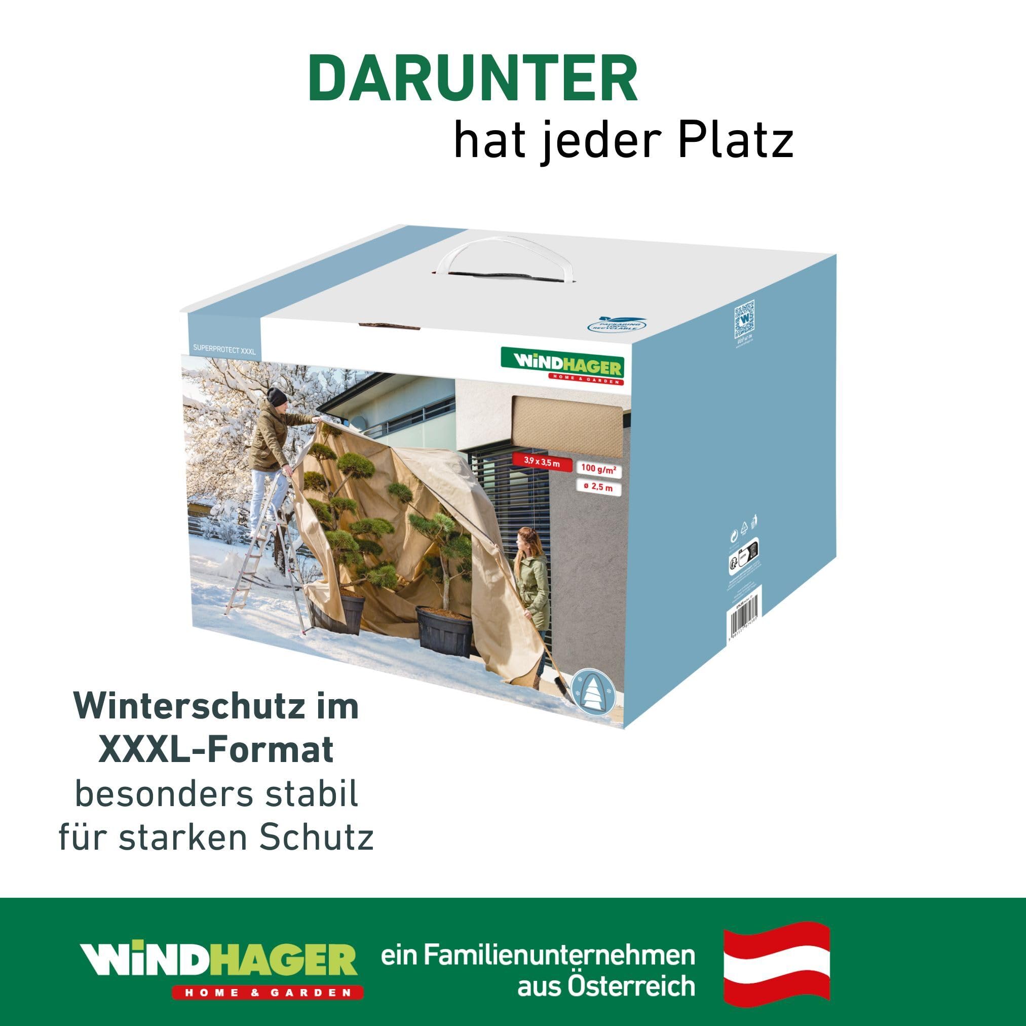 Windhager Winter-Vlieshaube Superprotect XXXL, Kälteschutz, Frostschutz für Pflanzen, Abdeckvlies, 3,9 x 3,5 m, Winterschutzhaube, beige