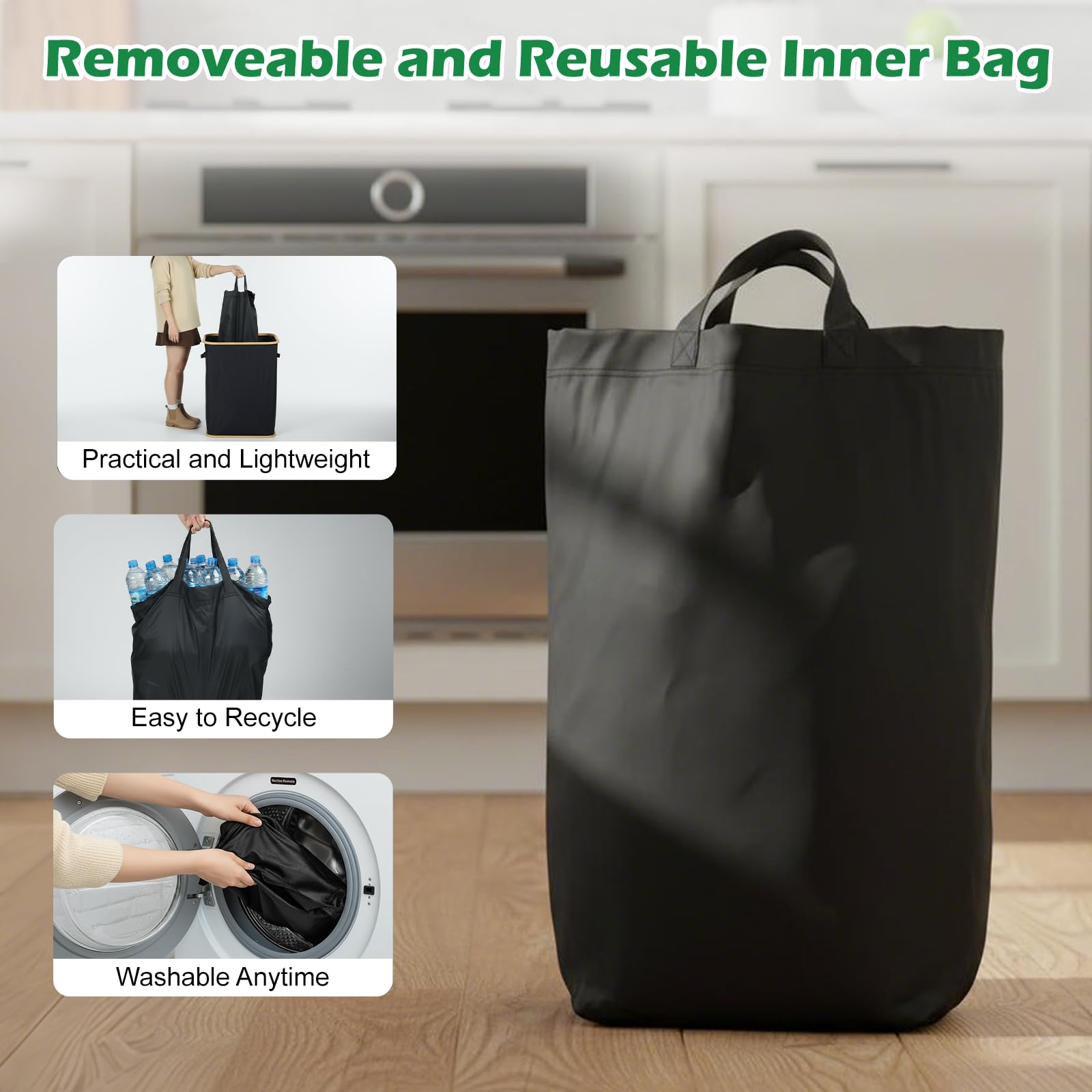 160L Collecteur de Bouteilles Avec Couvercle, 2 Compartiments Poubelle de Recyclage Poubelle Tri Selectif pour Plastique, Bouteilles Verre, Poubelle Exterieur de Recyclage avec Trou,