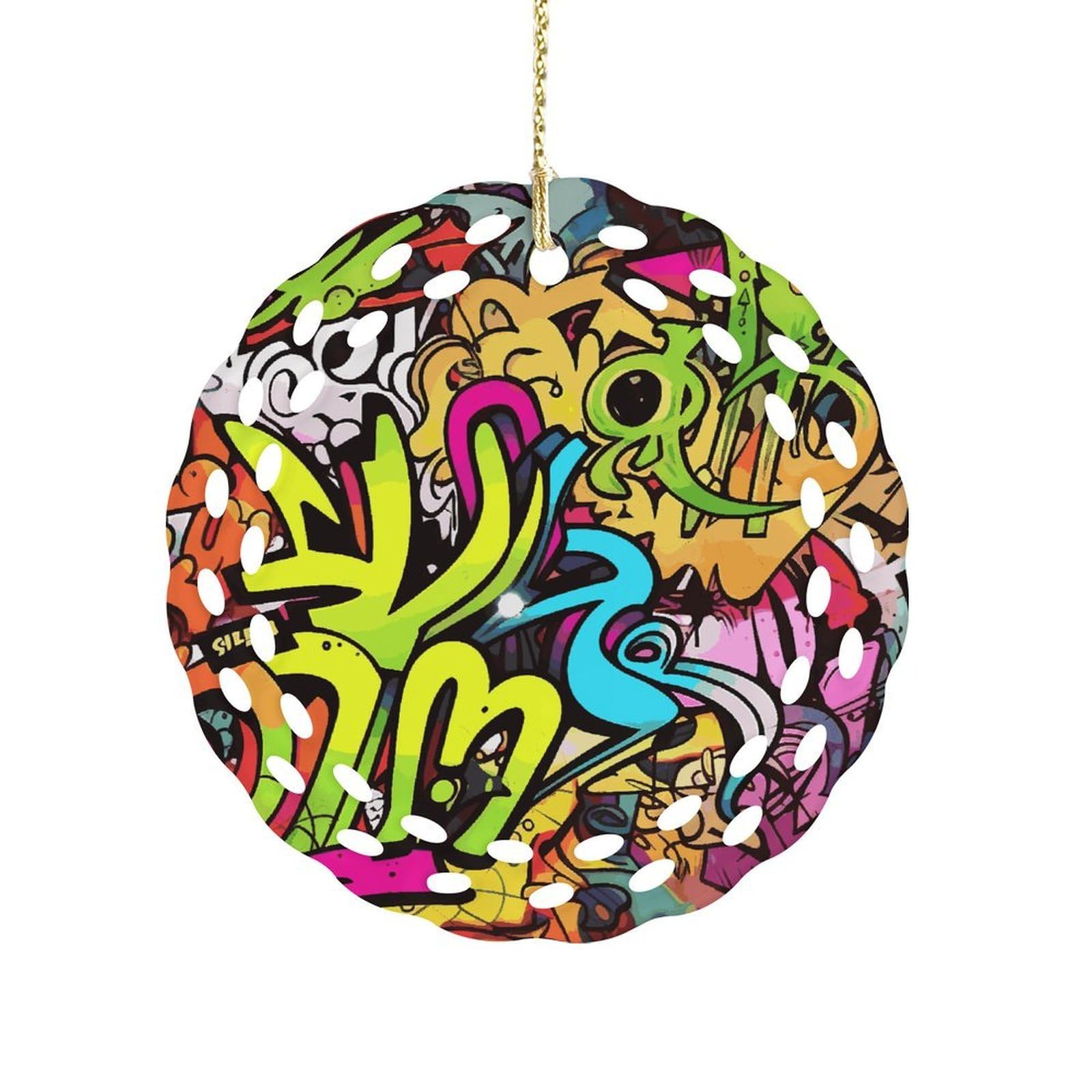 Fekiloot Women's Style Graffiti Drawing Ceramic Ornaments 3 Inch Round,Holiday Keepsake For ,Girls,Pet Owners,Hanging Ornament Gifts Idea For Home