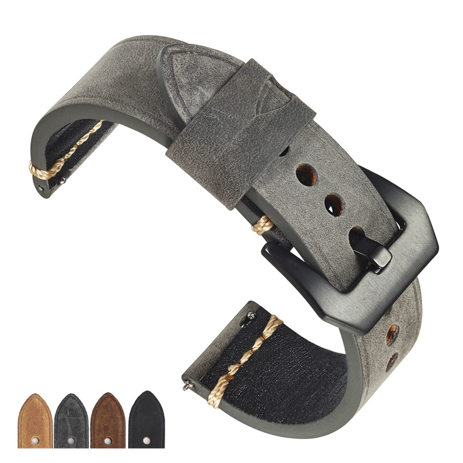 Herren-Uhrenarmband aus Leder, 22 mm, 24 mm, Vintage-Rindsleder-Uhrenarmband, Uhrenzubehör, langlebig