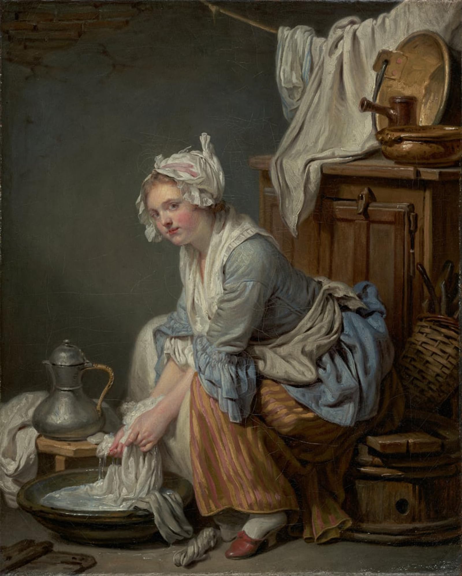 Posteriik No Frame Famous Animal Posters Vintage Picture The Laundress By Jean Baptiste Greuze Modern Wall Decor For Home Decor 60X90cm