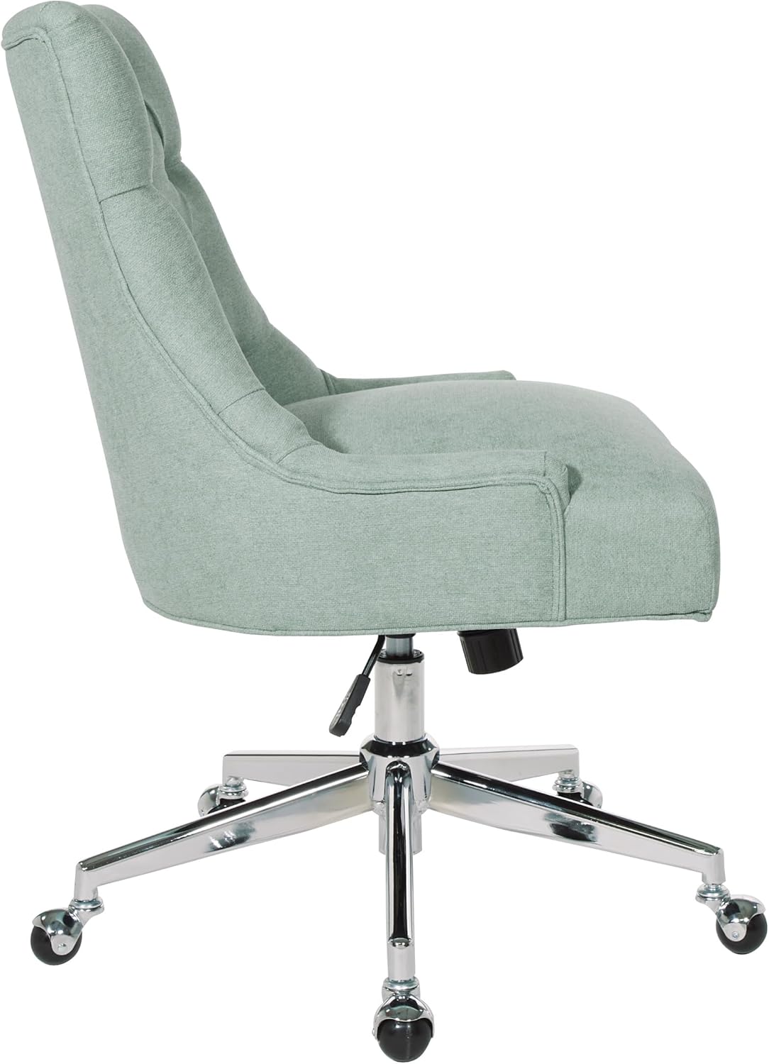 Amelia Swivel Armless Office Chair in Mint Blue with Chrome Base