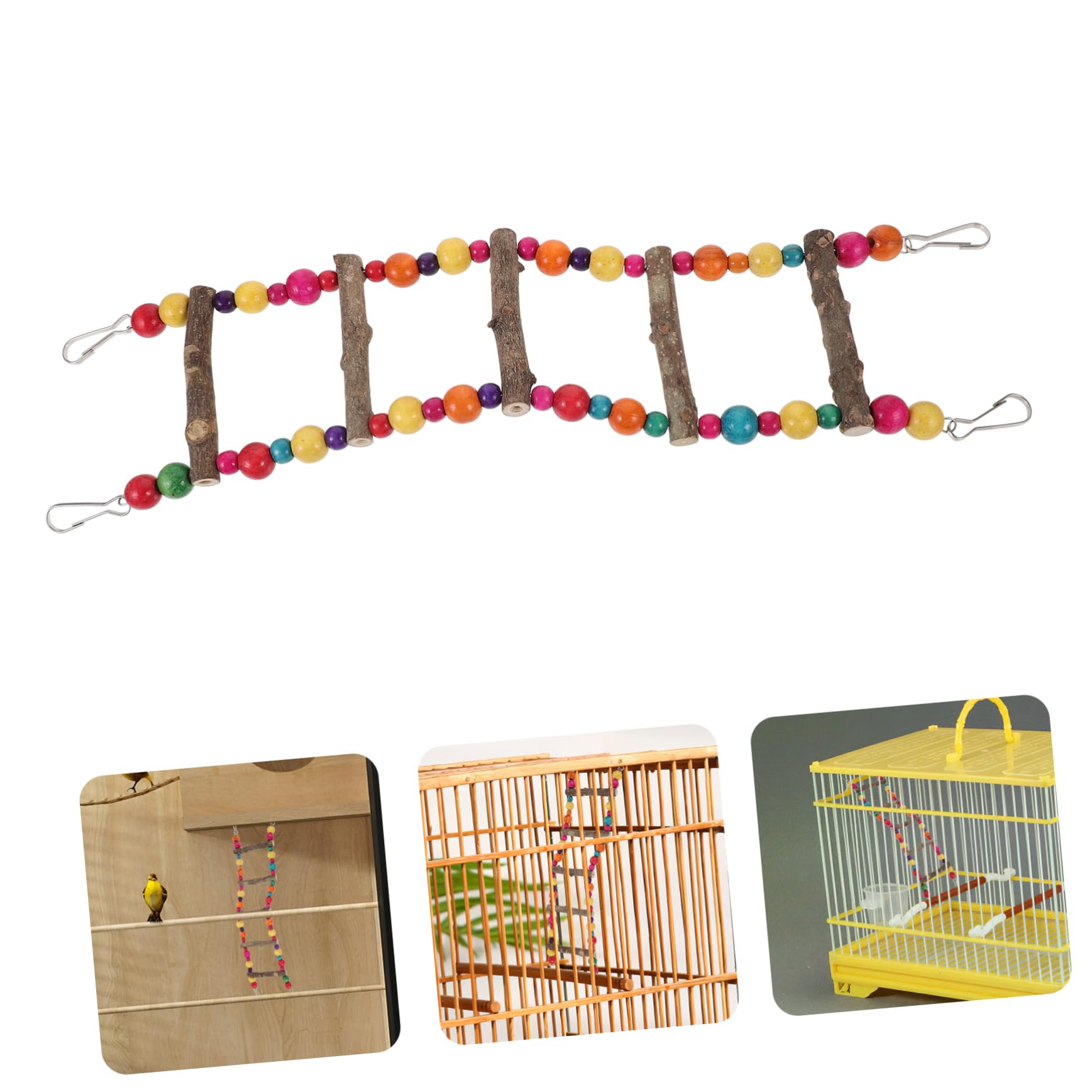 HANABASS Parakeet Climbing Ladder Wooden Bird Toy Small Animal Step Ladder Bird Cage Toy Pet Bird Activity Ladder