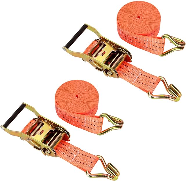 AKOLAFE 2 Pcs Heavy Duty Ratchet Straps with Hooks, 3m x 40mm Ratchet Tie down Straps with 2000kg/4400lbs Break Strength, Ratchet Strap for Cargo, Trucks, Motorcycle, Trailer