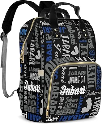 ZAACUSTOM Custom Name Boy Baby Bags, Nylon Personalized Diaper Bag Backpack for Baby Boy Mom, Large Capacity, Waterproof, Multifunctional, Adjustable Shoulder Straps