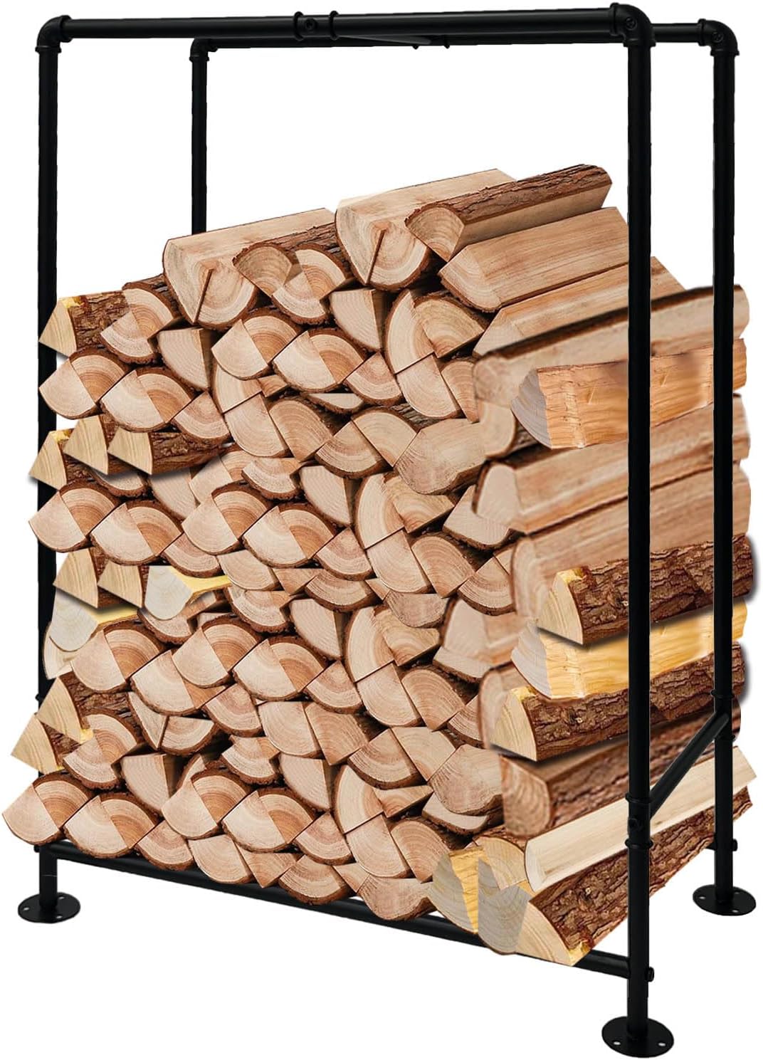 BUKLIYN BUKLYN Firewood Rack Outdoor - 26 * 12 * 36inch, Firewood rack Indoor Coating Fireproof and Rustproof, Thickened Round Iron Pipe Material, Black Simple Style, Suitable for Indoor Fireplace