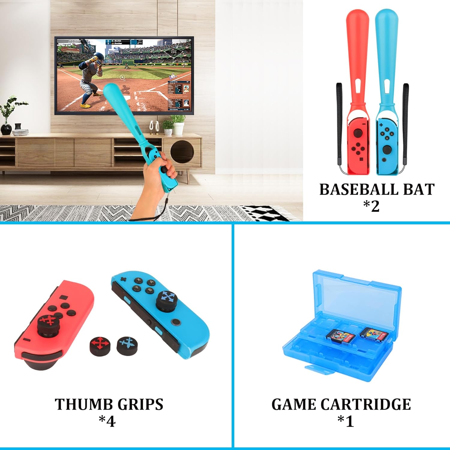 WEILE Switch Sports Accessories Bundle - 23 in 1 Family Accessories Pack Kit for Nintendo Switch /Switch OLED Sports Games with Golf Clubs, Tennis Rackets, Swords, Bowling Grips, Baseball Bats, Wrist Bands, Leg Straps and more - Image 4