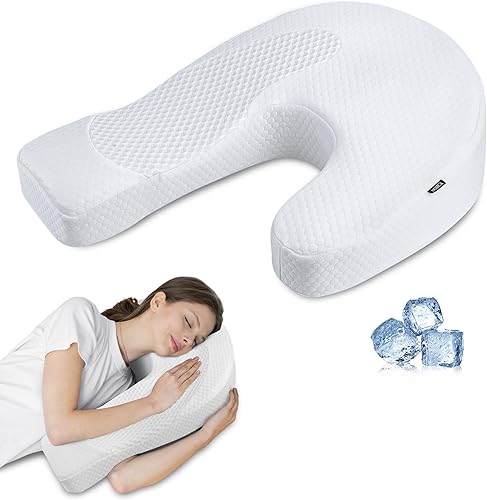 HOMCA Almohadas para dormir de lado para adultos, almohadas de espuma viscoelástica en forma de U para aliviar el dolor de cuello y hombros,