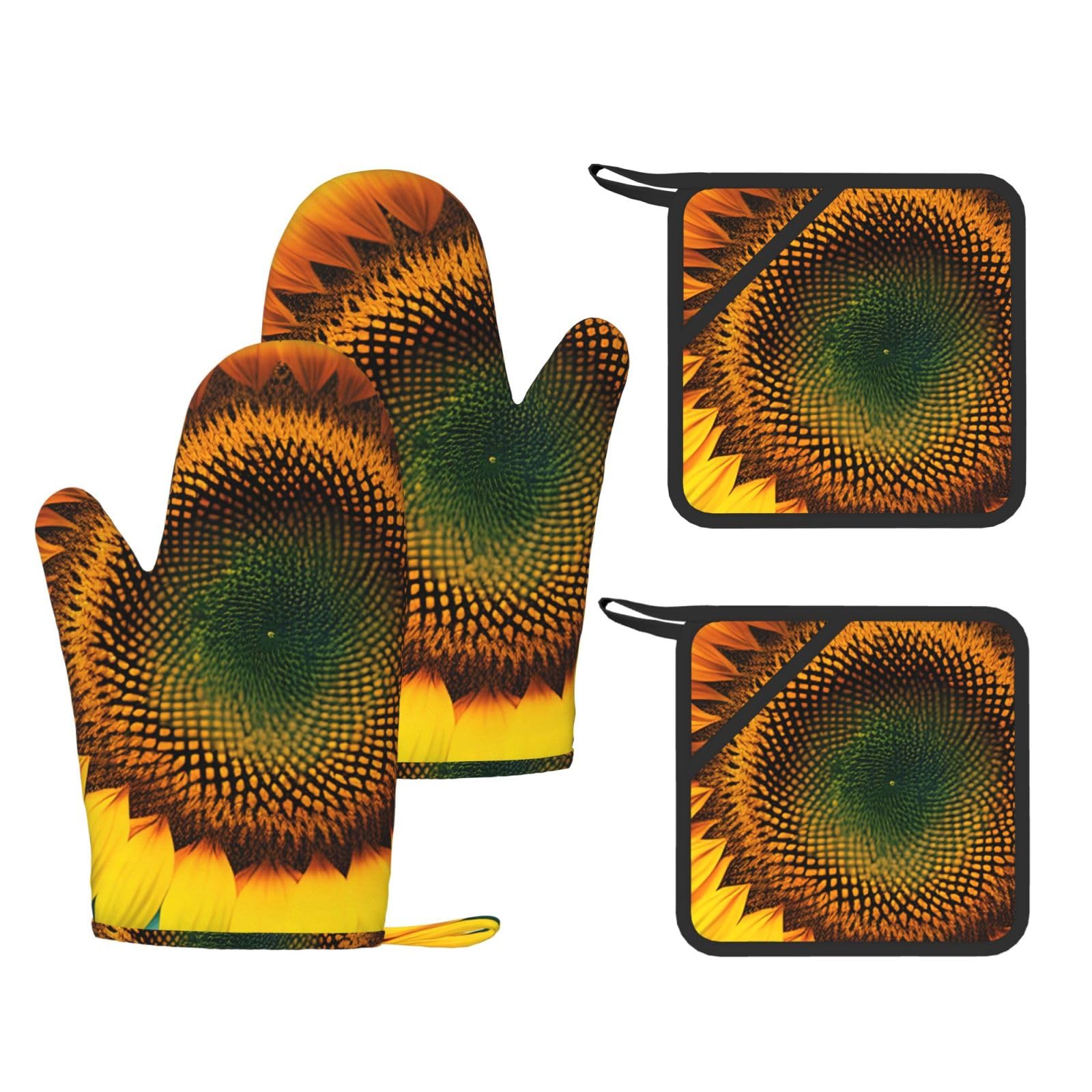 Maniques en silicone de cuisine pour plats chauds au motif tournesol