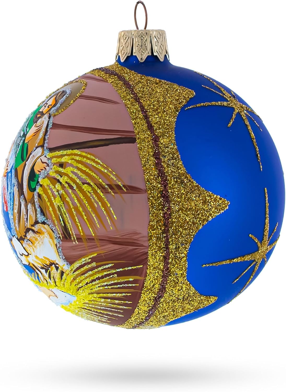 Peaceful Jesus Baby Asleep Nativity Glass Ball Christmas Ornament 3.25 Inches - Image 2