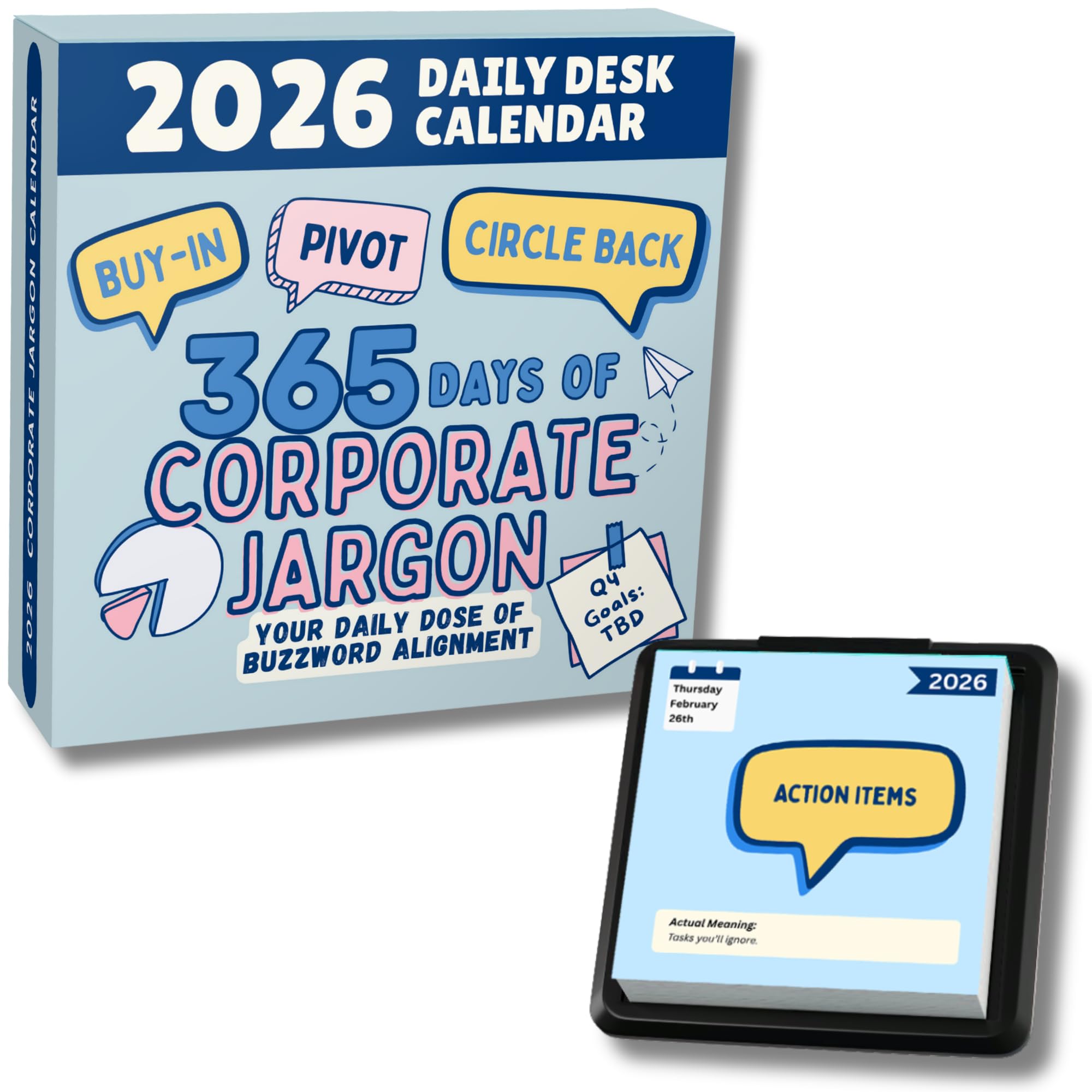 Corporate Jargon Desk Calendar 2026 - Gifts for Coworkers, Page a Day Desk Calendar with 365 Days of Corporate Jargon, White Elephant Gifts for Adults, Stocking Stuffers, Funny Christmas Gifts