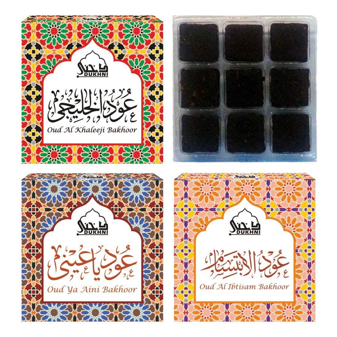 Bakhoor Pack of 3 (Ibtisam + Aini + Khaleeji) - 27 Pieces (9 Pcs Each)