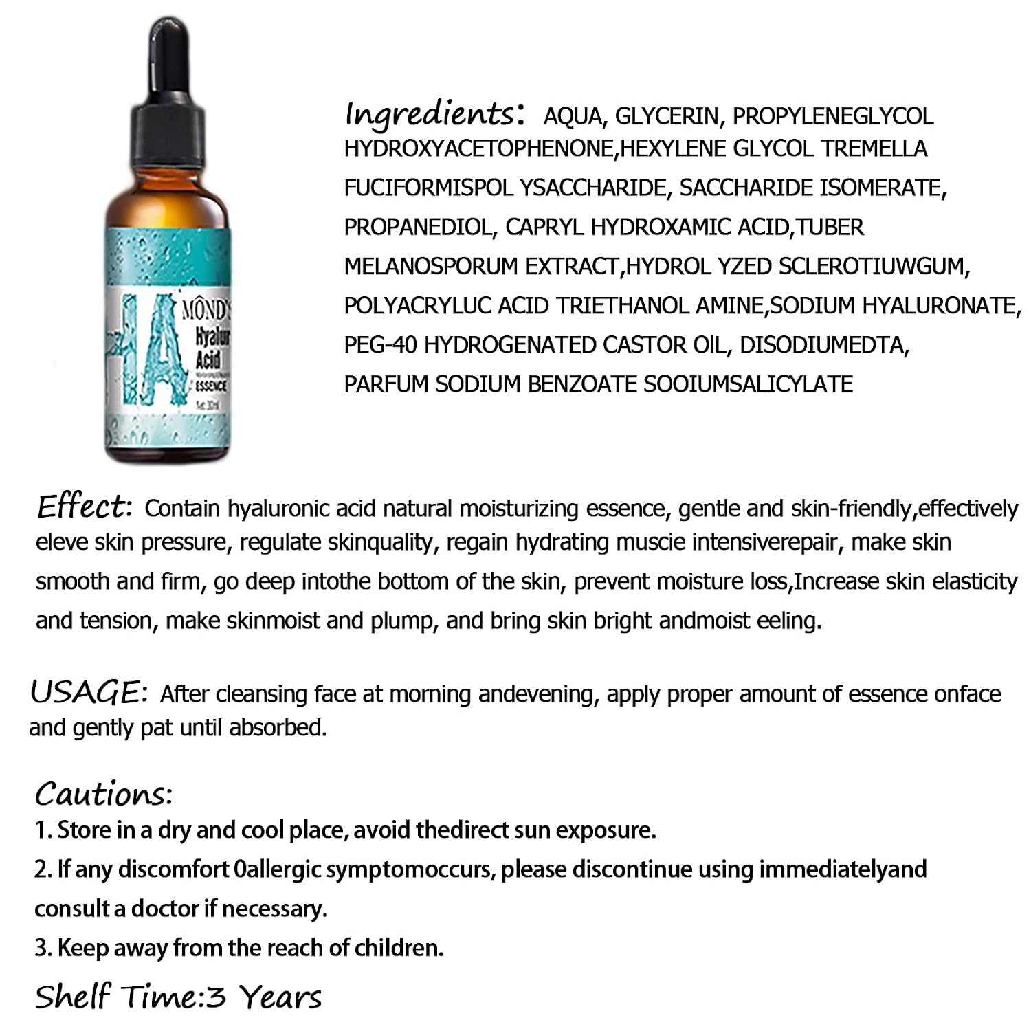 Elitzia Hyaluronic Acid Facial Serum Deep Hydrating Essence Care ETFE201 image 3