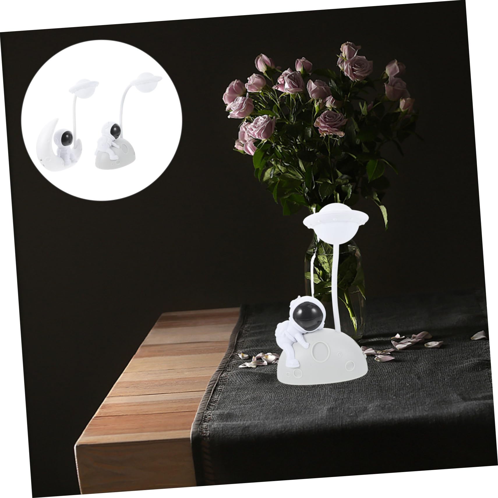 Lámpara de Noche Astronauta USB en Plástico Blanco, Luz LED Suave y Cómoda para Niños, Adecuado para Escenas Nocturnas y Fiestas, Pack de 2 Unidades