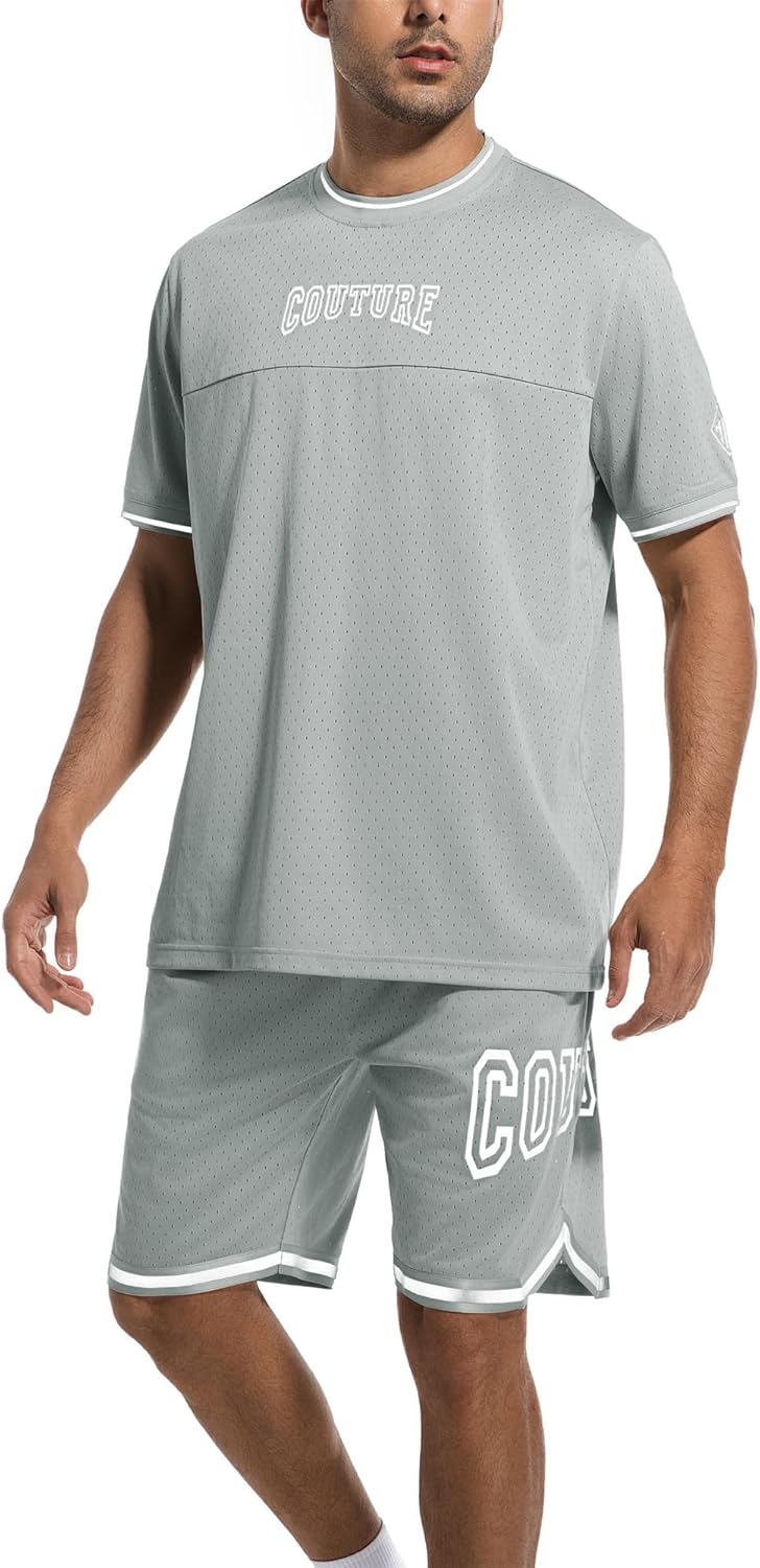 Men’s Tracksuits Short Sleeve 2 Piece Sets GYM Soccer Jersey Summer Shorts for Basketball Running Jogging Outfits