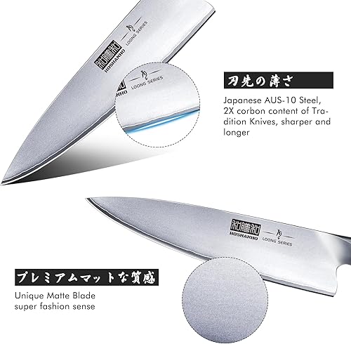 Miniatura 6 de HOSHANHO Bloque magnético para cuchillos de 14 x 10 pulgadas y cuchillo de cocina HOSHANHO en acero japonés AUS-10 y HOSHANHO cuchillo de chef