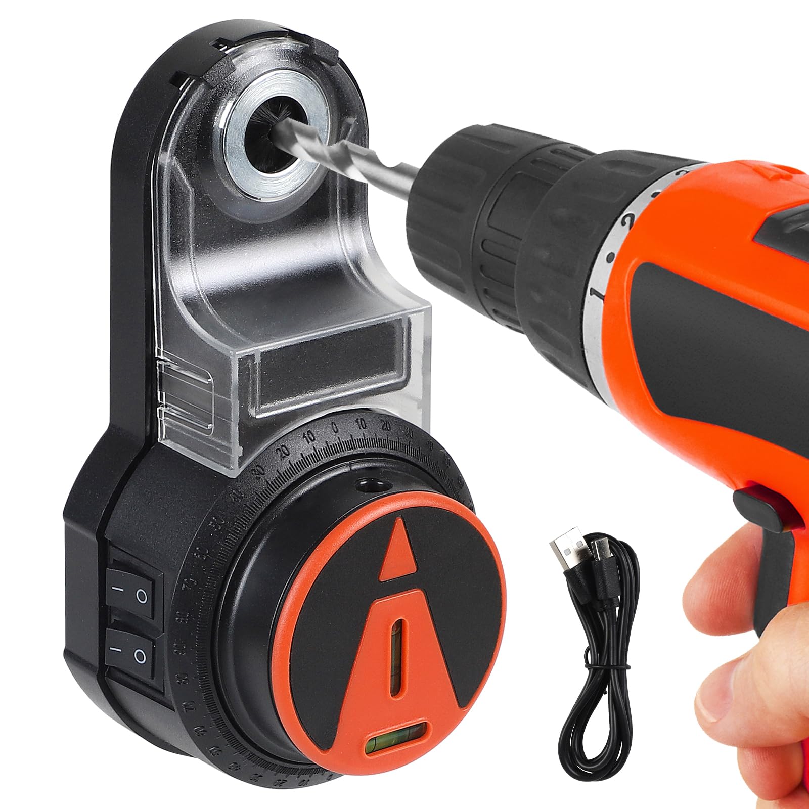 CPROSP Collecteur de Poussière avec Niveau Laser, Boîtier Collecteur de Poussière avec Ventouse électronique à Vide, pour le Perçage Sans Poussière de Surfaces Planes, Suspendre des Tableaux