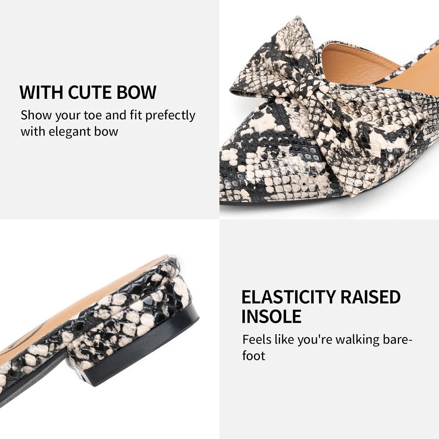 Trary Women's Black Bow Pointed Toe Mules, Modern Mule - Image 4