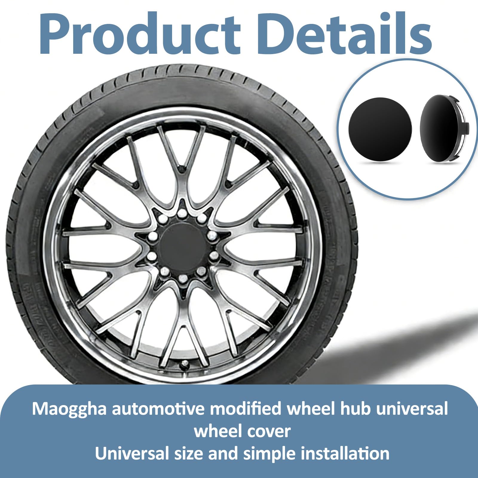 4 Pièces Universels Cache Moyeu 60mm, Moyeu de Roue, Enjoliveurs Centre de Roue en Noir pour Automobiles, Cache Seat Universels, Facile à Installer et Durable(OD 60mm ID 56mm) - 4