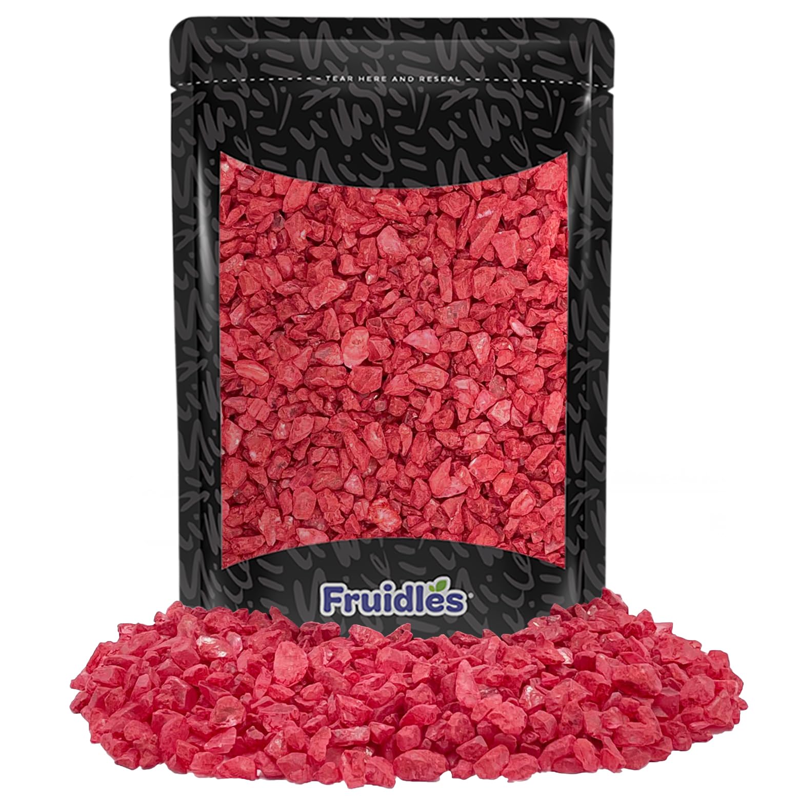 Fruidles Natural Rock Sugar For Tea and Coffee, Pure Cane Sugar Crystals, Dissolves Quickly, Resealable Bag (Strawberry Crystals, Half-Pound)