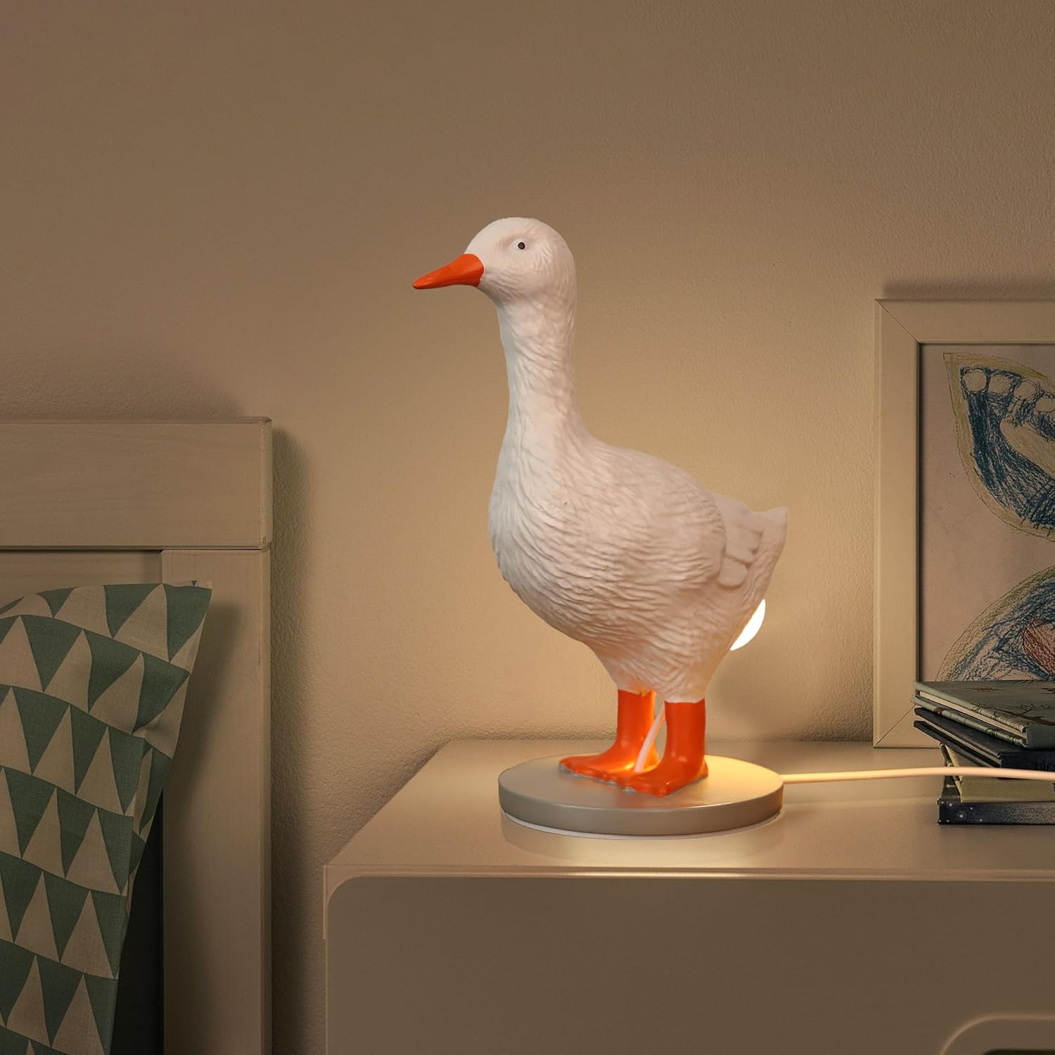 Ammonite Duck Egg Lamp,3D Laying Egg Light, Funny Resin Night Light Lifelike LED Egg Lamp, with USB, Warm Light Table Lamp,Easter Christmas Birthday Gift