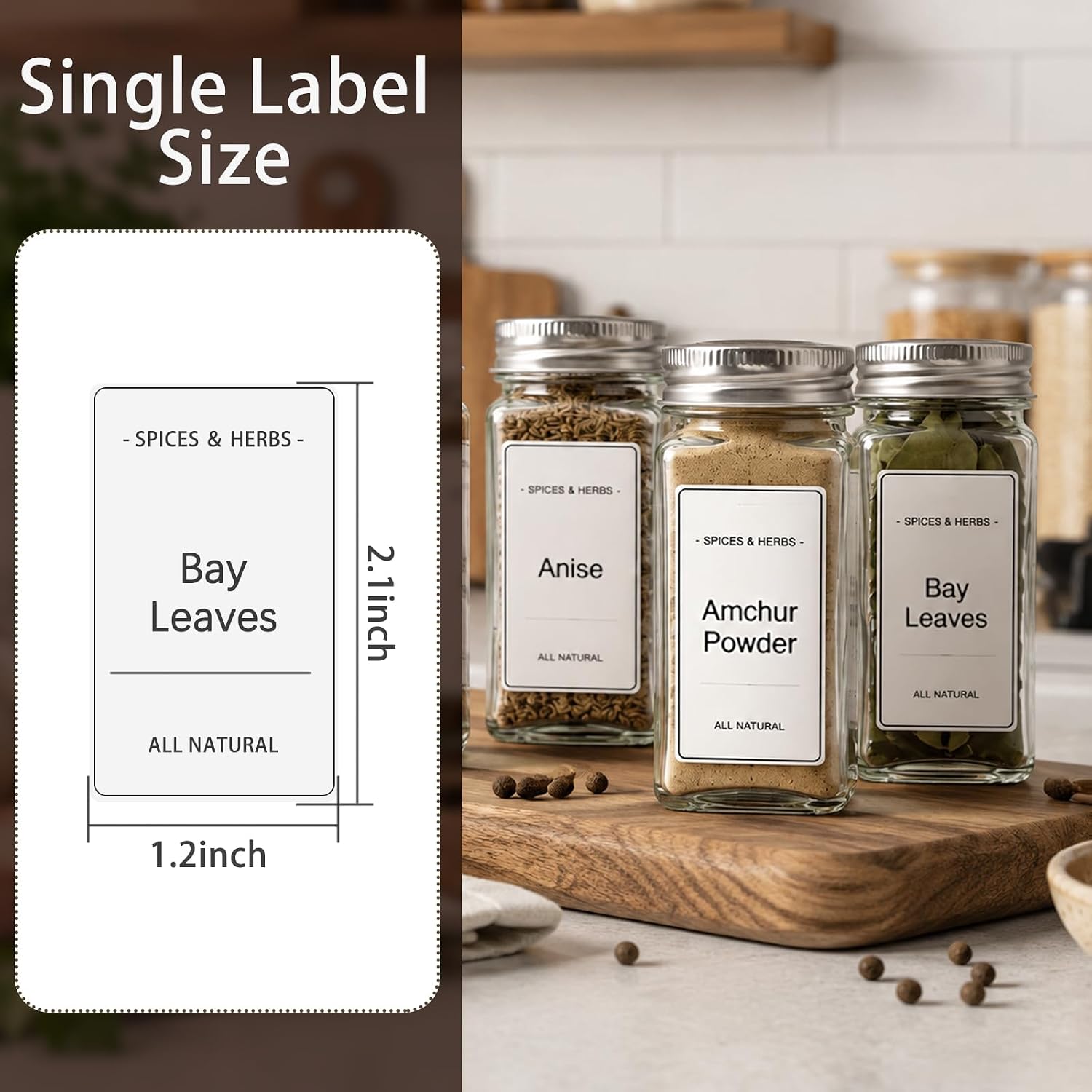 240 Pcs Spice Jar Labels Waterproof, 216 Pre-Printed Spice Stickers with 24 Blank Labels for Kitchen and Pantry Organization
