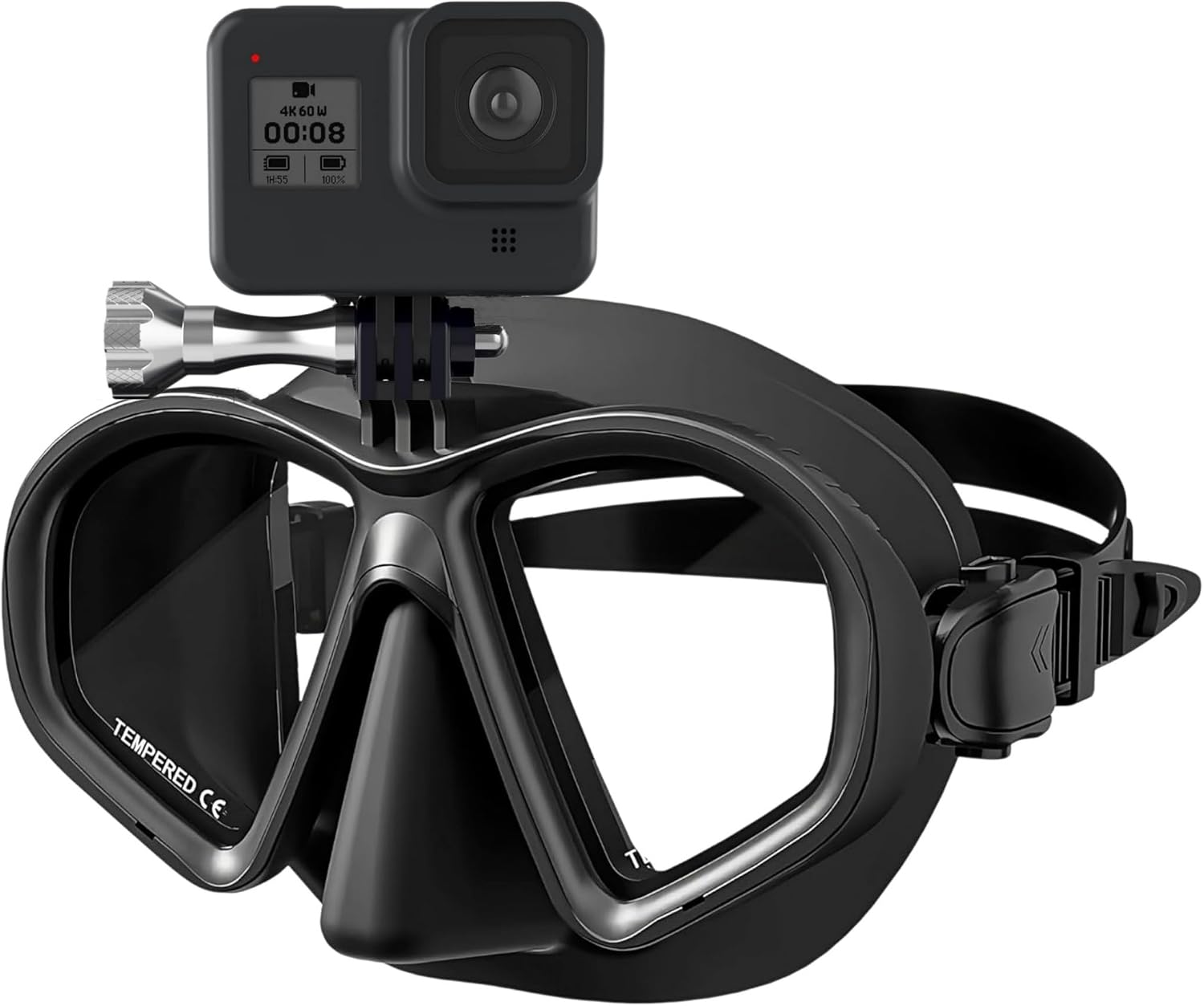Mount for All GoPro Hero Diving mask Diving mask, 180° Panoramic View, Medical-Grade Silicone, Perfect for Diving, Snorkeling and Freediving