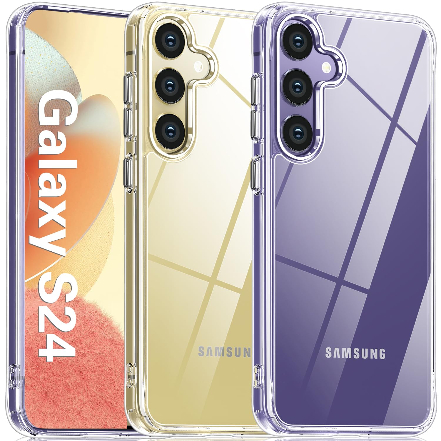 Oterkin for Samsung Galaxy S24 Case Clear,[Anti-Yellowing] Samsung S24 Phone Case with[Built-in 4 Airbags][10FT Military Grade Shockproof] Anti-Scratch Hard PC Back Clear Case for Samsung S24