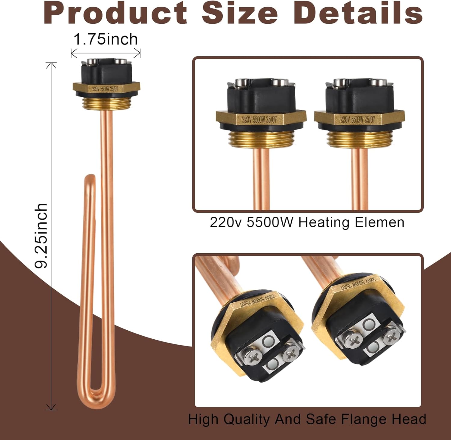 2 PACK HE 55220 Heating Element, Replacements for Ecosmart Eco 8, ECO 11, ECO POU 6 Water Heating Element, Electric Tankless Heater element for Rheem/Eemax/Richmond, 5.5 kW 220v and 6 kw 240v
