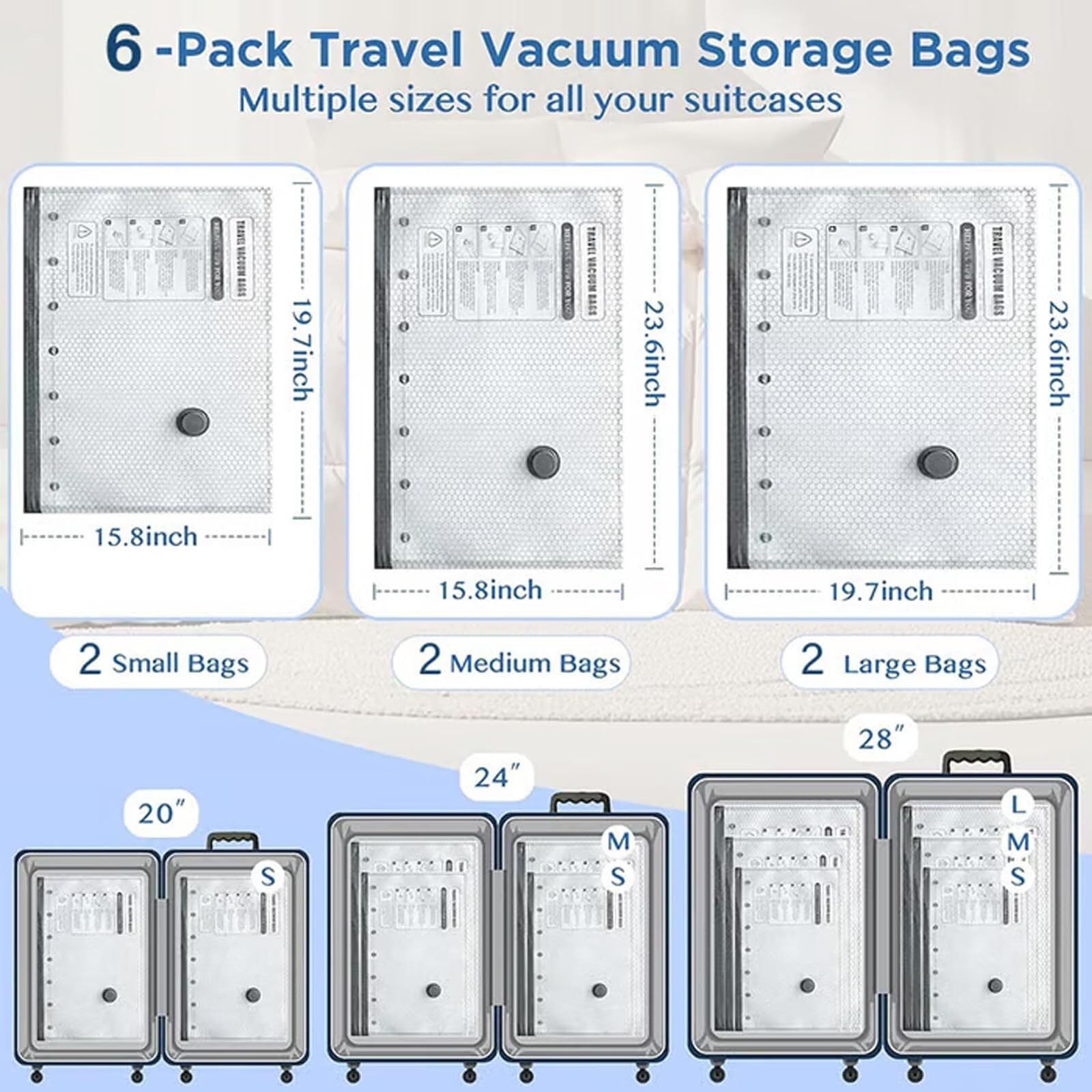 Kabelloses Reise-Vakuum-Aufbewahrungs-Kompressionsbeutel-Set – 15er-Pack in 3 Größen, wiederaufladbare USB-Handpumpe, wasserdicht und wiederverwendbar, platzsparend for Kleidung Verpackung(18PCS)
