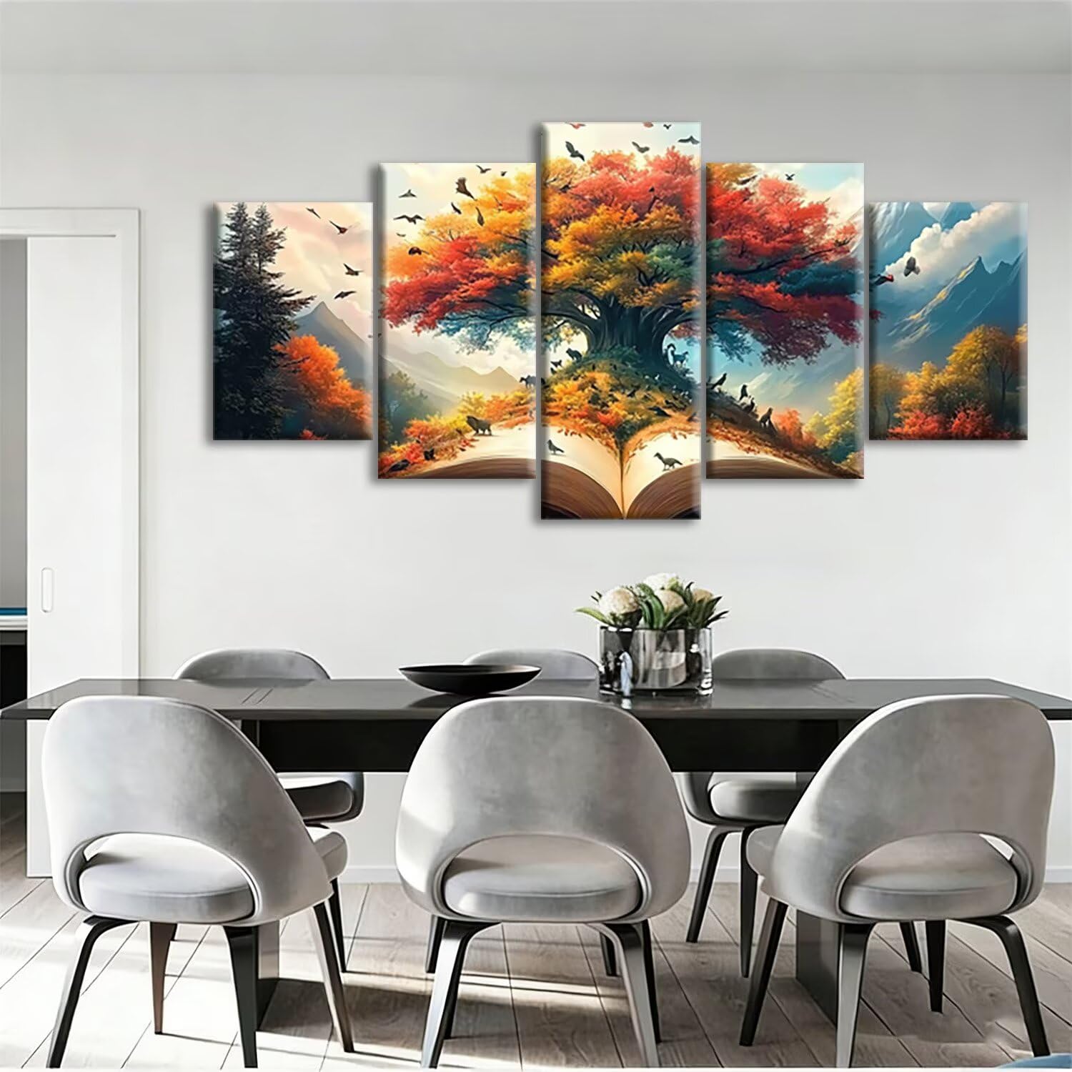 5 sztuk Diamentowe Malarstwo Drzewo Życia, Duże Książki Diamentowe Malarstwo, 5D DIY Zestaw Haft Kreatywny wypoczynek dla dorosłych, XXL Puzzle Rhinestone Mozaika, Ścieg krzyżykowy do dekoracji ścian