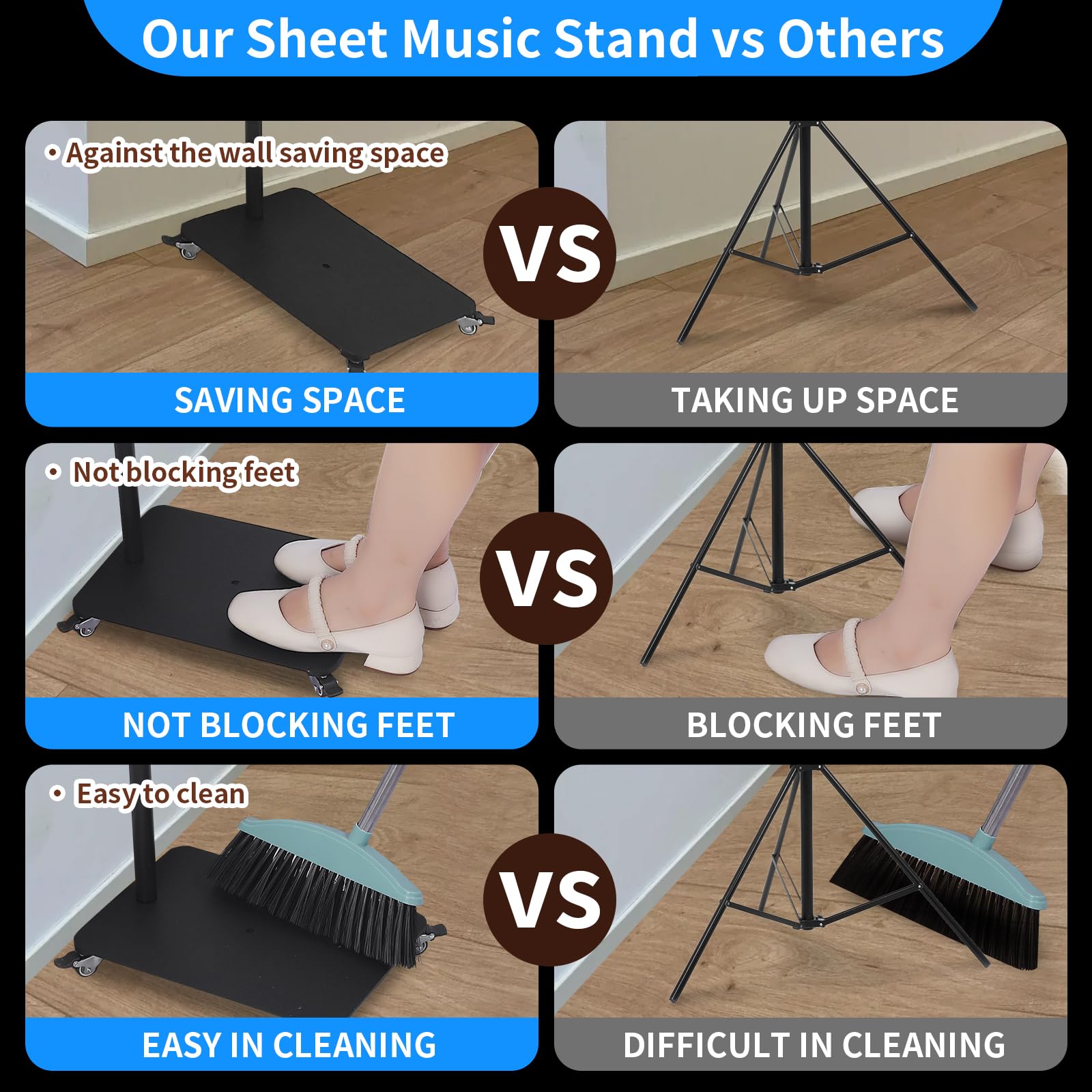 Soporte profesional para partituras de orquesta con ruedas, soporte de metal alto para libros de música, teléfono celular, tablet, para teclado de piano, instrumentos de cuerda de viento