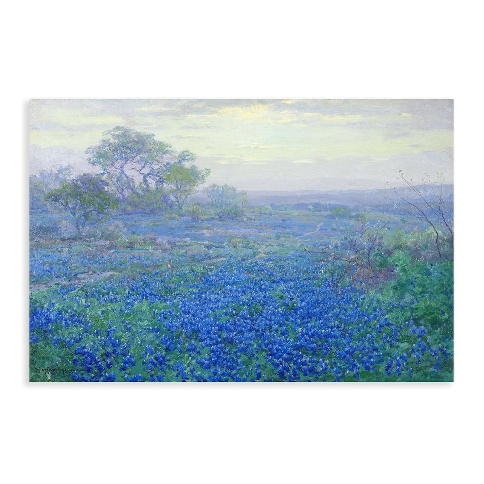 DFJyjFGJJ Julian Onderdonk,A Cloudy Day,Bluebonnets near San Antonio,Texas Poster Print for Teen Boys Room Wall Art Canvas Painting 20" L X 30" W