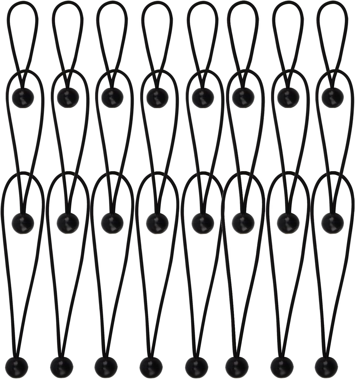 XSTRAP STANDARD 24 Pieces Multisize Ball Bungee Cords with Elastic String for Canopy, Tarp, Straps, Tent and Wires, 6, 9, 11 Inch Tarp Canopy Bungee Balls, Black