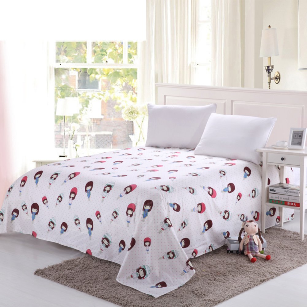 Draps doubles de coton sergé lin grand drap de lit imprimé feuilles pastorale 230x250