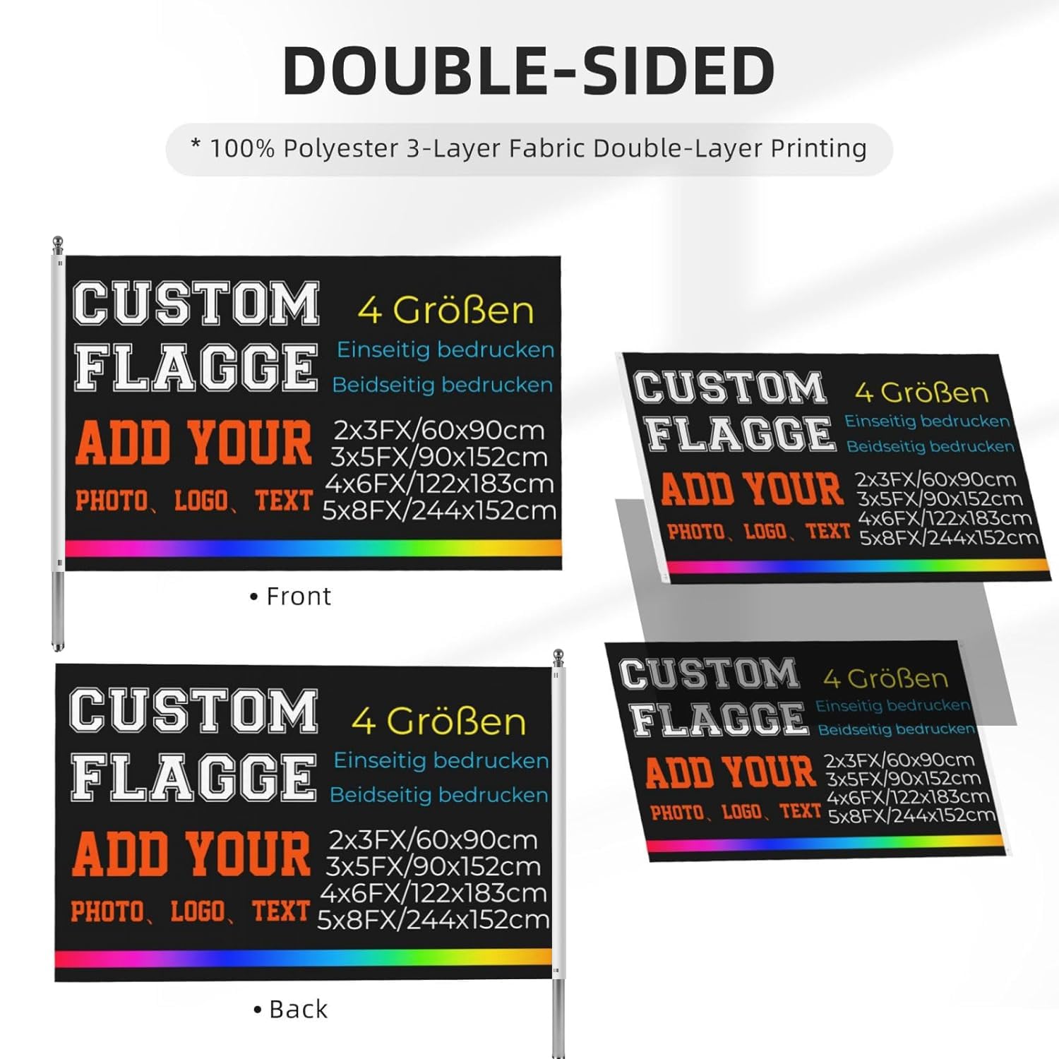 Personalisierte Flagge Mit Eigenem Design - Individuelle Fahne Für Drinnen & Draußen