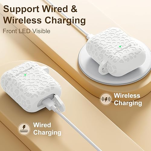 Vista 265 de Funda para Airpods de 2ª y 1ª, silicona suave, leopardo, compatible con Apple AirPods de 2ª/1ª generación de carga con llavero, a prueba de golpes