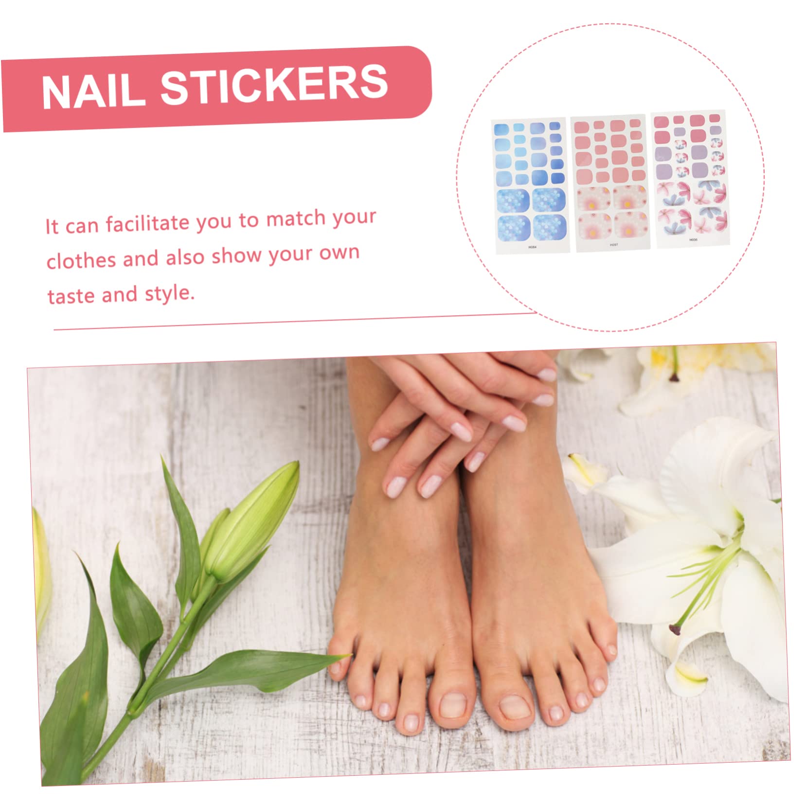 PACKOVE 5 Set Adesivi Per Unghie Dei Impermeabili Decorazioni Per Manicure Te Nail Art Stickers Per Donne E Ragazze Facili Applicare E Rimuovere 6 Fogli*5