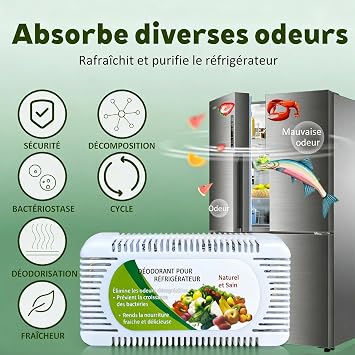 6 Pack Fridge Deodorizer, Refrigerator and Freezer Deodorizer Odor Eliminator Reusable, Unscented Activated Carbon Odor Absorber and Moisture for Freezers, Coolers, Closet and Trash Can