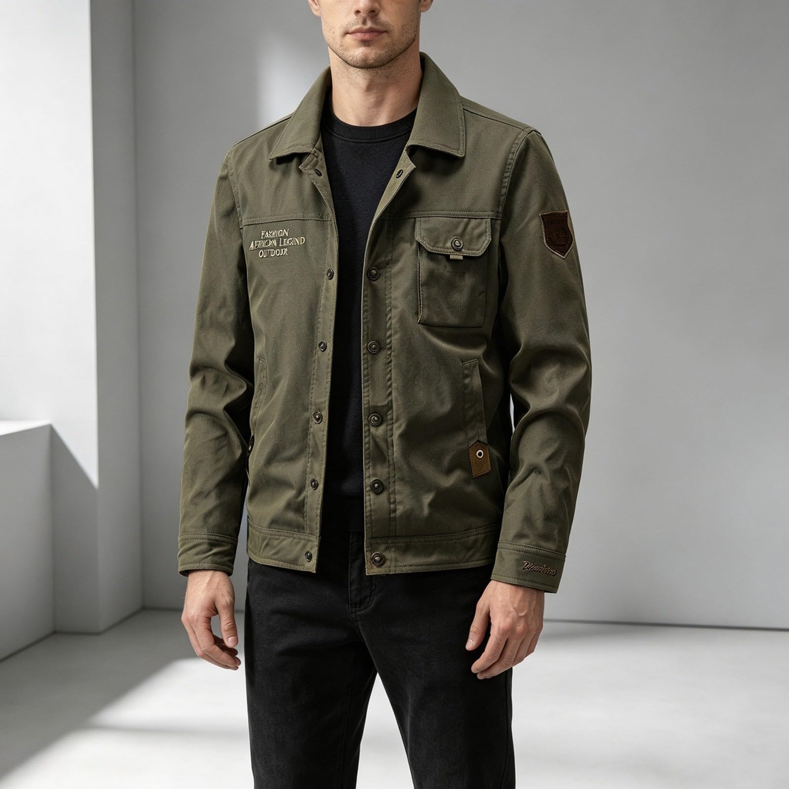 Generisch Lederjacke Damen Lässige Herren-Utility-Jacke, Arbeitsjacke für den Alltag, klassische Slim-Fit-Oberbekleidung Herren