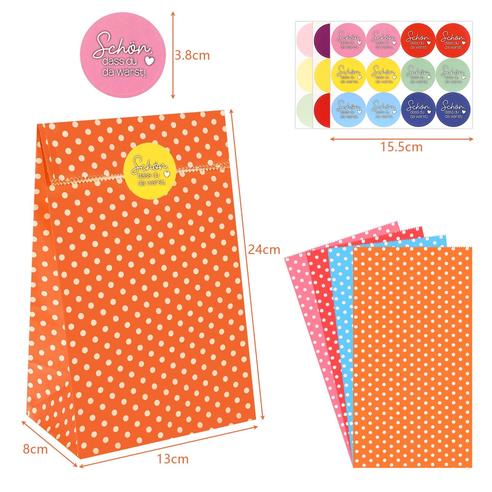 14 Sacs Anniversaire Enfant + 15 Autocollants - Sacs Cadeaux Papier Kraft Thème Fête
