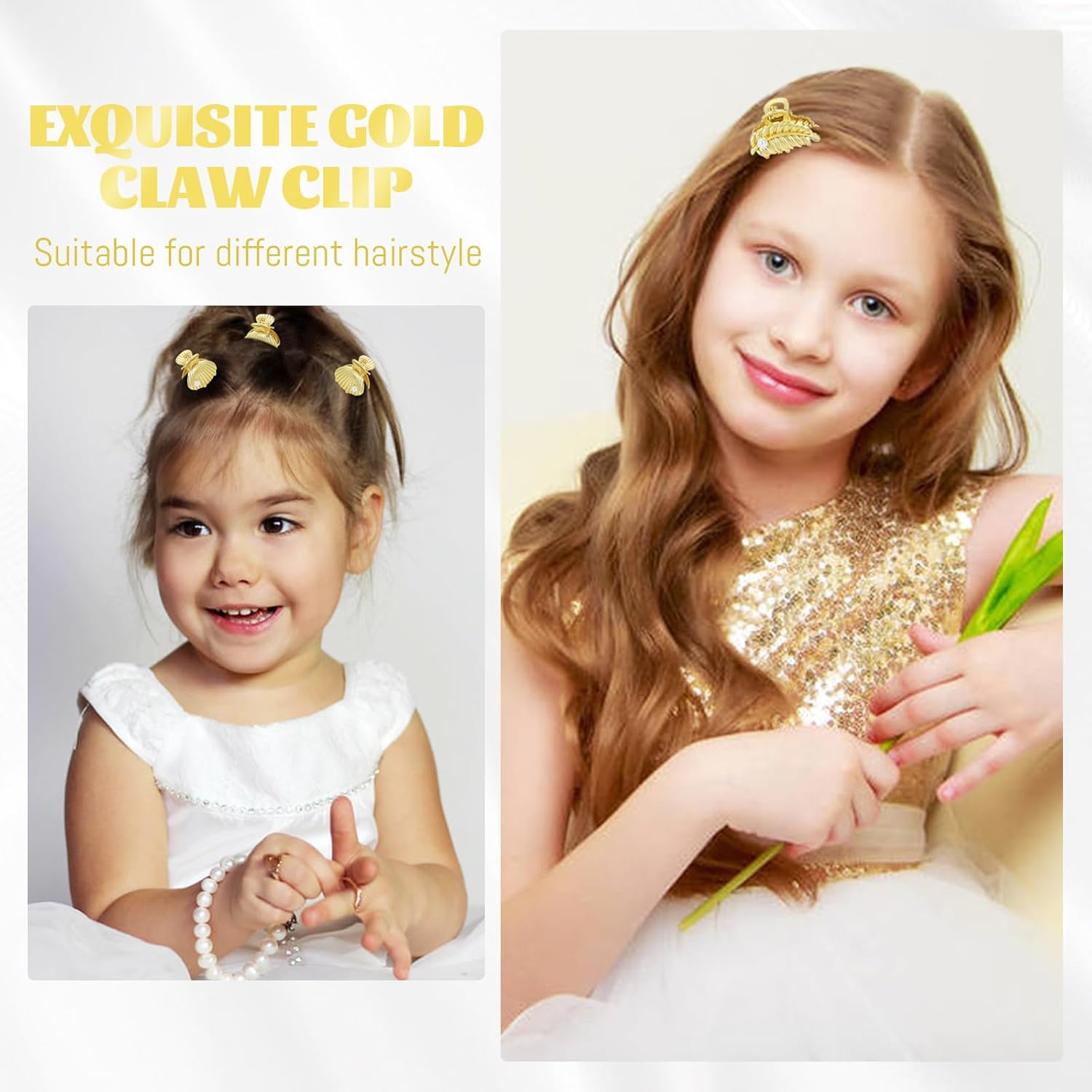 12 Pieces/6 Pairs Gold Metal Small Shell Conch Leaf Hand Starfish Hair Claws Clips Beach Party Hair Accessories for Women Girls Teens Kids - Image 4