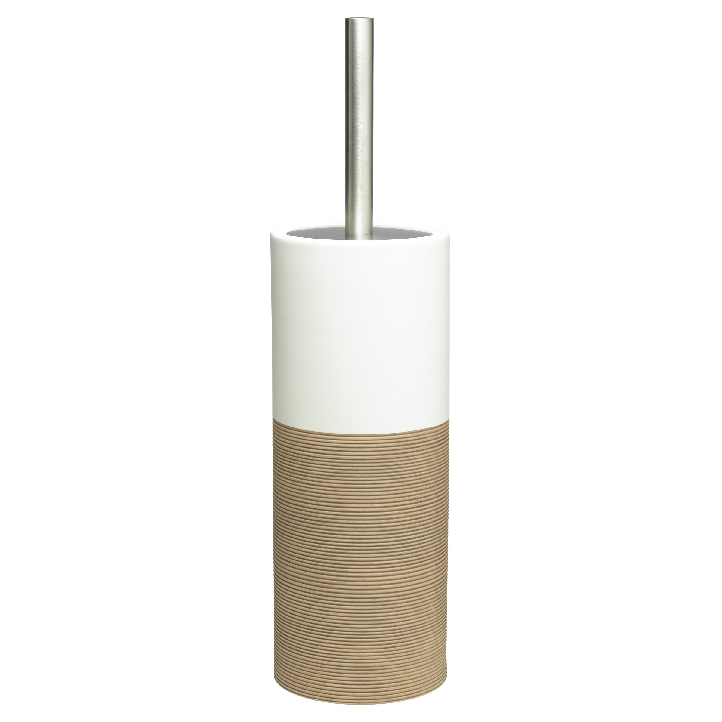 Sealskin Doppio - Escobilla De Baño con Soporte, Porcelana, Color Beige, 10.1 X 10.1 X 38.3 Cm + Vaso para Cepillo De Dientes Doppio, 6.9 X 6.9 X 12.6 Cm, Porcelana, Beige