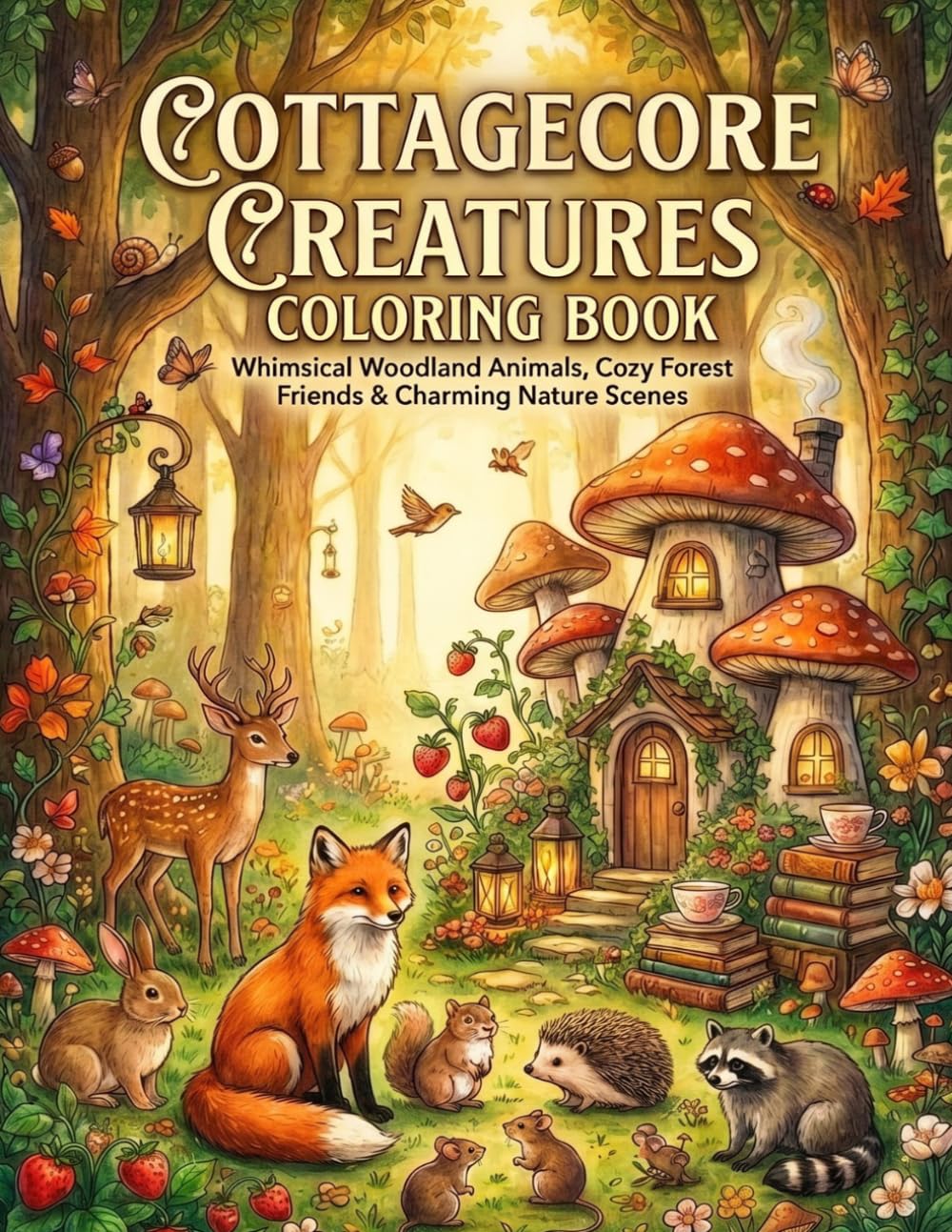 Cottagecore Creatures Coloring Book for Adults: Whimsical Woodland Animals, Forest Fairies, and Magical Garden Spirits in Rustic Meadow Scenes — A ... for Stress Relief and Creative Mindfulness