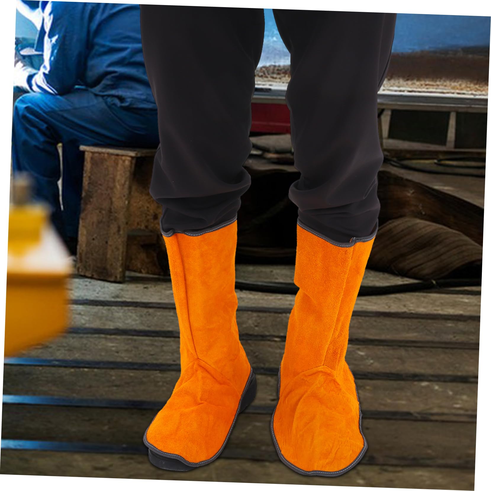 CHILDWEET 2pcs Safety Shoe Covers Foot Covers for Shoes Welder Shoe Cover Welding Shoe Covers Welder Shoe Protective Cover Welder Supplies Welding Shoes Welding Spats Cowhide Yellow